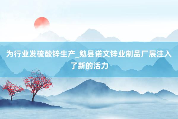 为行业发硫酸锌生产_勉县诺文锌业制品厂展注入了新的活力